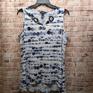 Alfani Blue and White Sleeveless Top Size Petite Large
